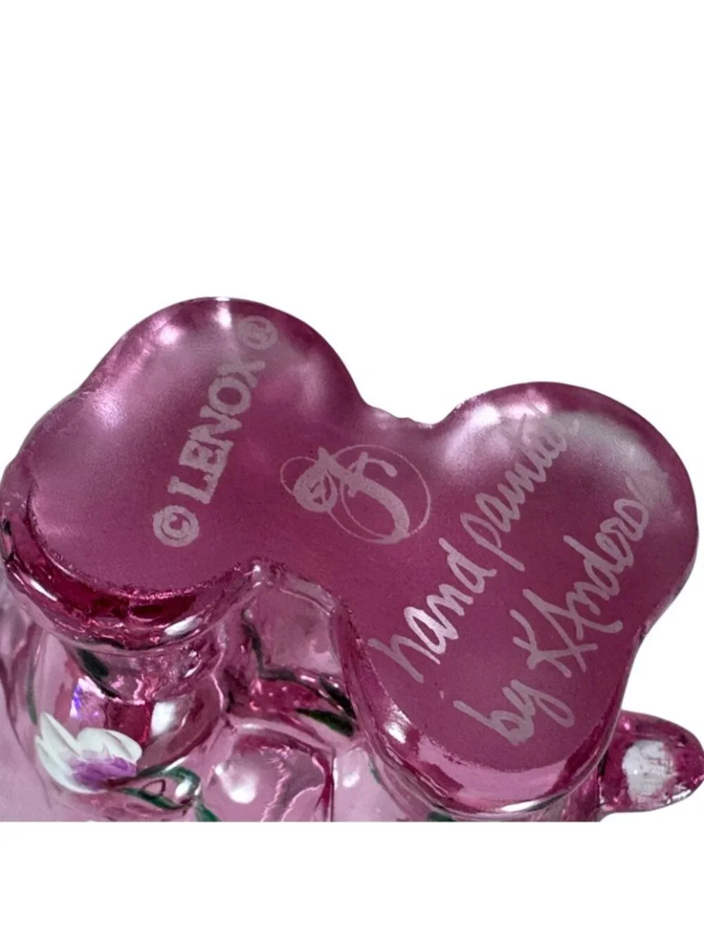 Lenox Fenton Mini Elephant Pink Glass Rosemilk Hand Painted Vintage 2003